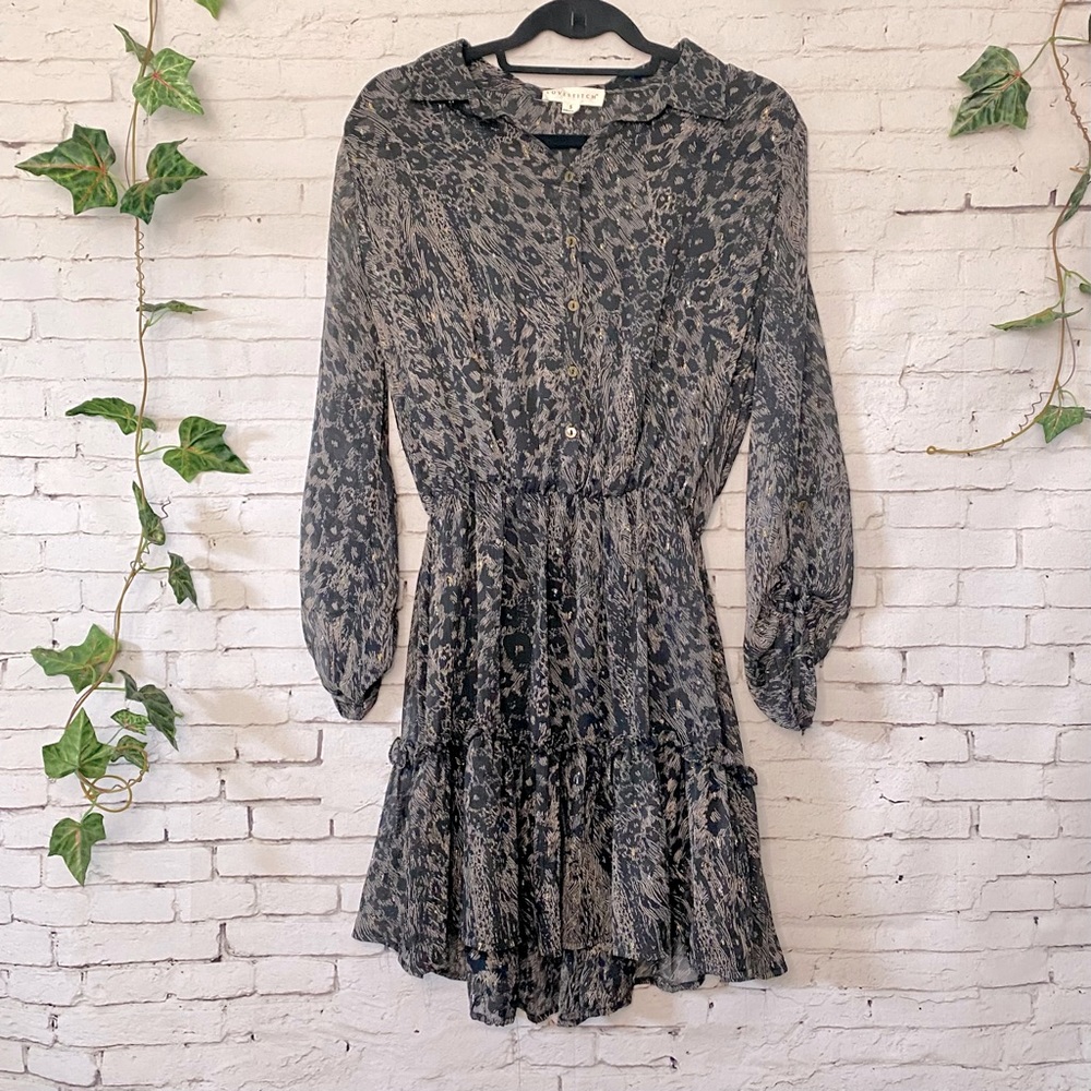 Love Stitch Sheer Ditsy Animal Print Mini Dress